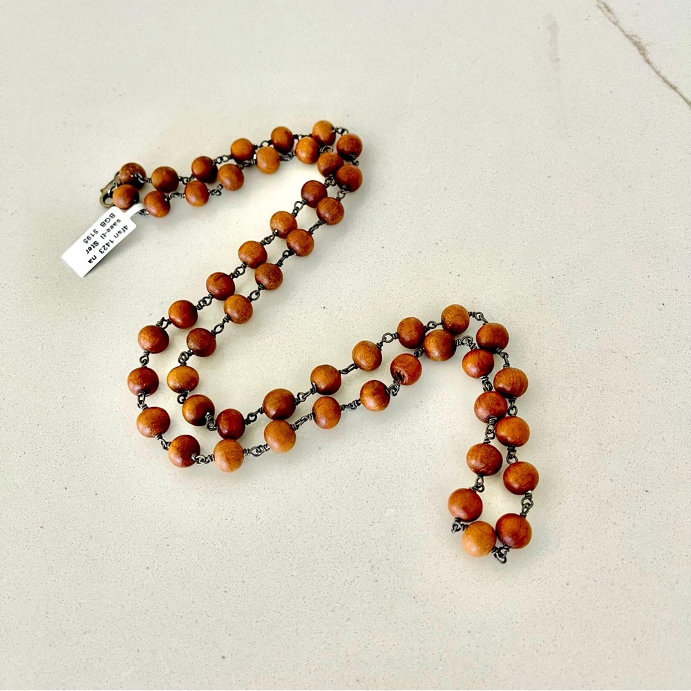 Unisex One of a kind Sandlewood Bead necklace 28” in length.